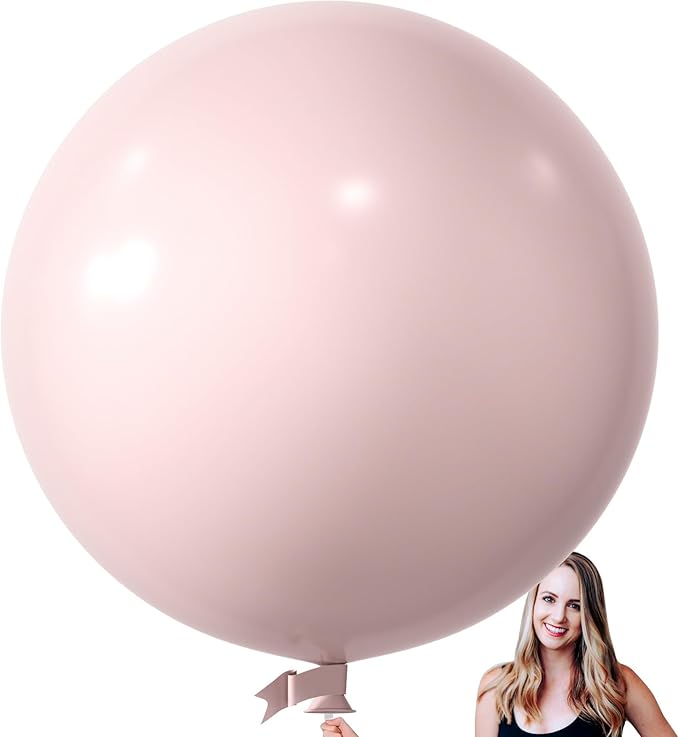 KALOR 36 Inch Giant Light Pink Balloons, 6 Pack Large Round Light Pink Latex Balloons for Anniversary, Birthday, Christmas, Wedding, Baby Shower Party Decorations