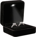 Big Size Velvet Metal Glossy with LED Jewelry Gift Box for Proposal, Engagement, Wedding - Suitable for a pair of rings