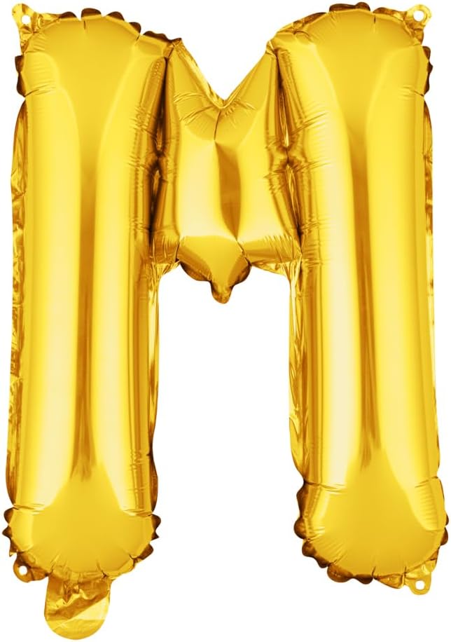 Restaurantware-Balloonify 16 Inch Letter Balloon, 1 Alphabet Party Balloon - Letter M, Self-Sealing, Gold Foil Mylar Finish, Hanging Loop, Decoration For Birthday, Wedding, Or Graduation