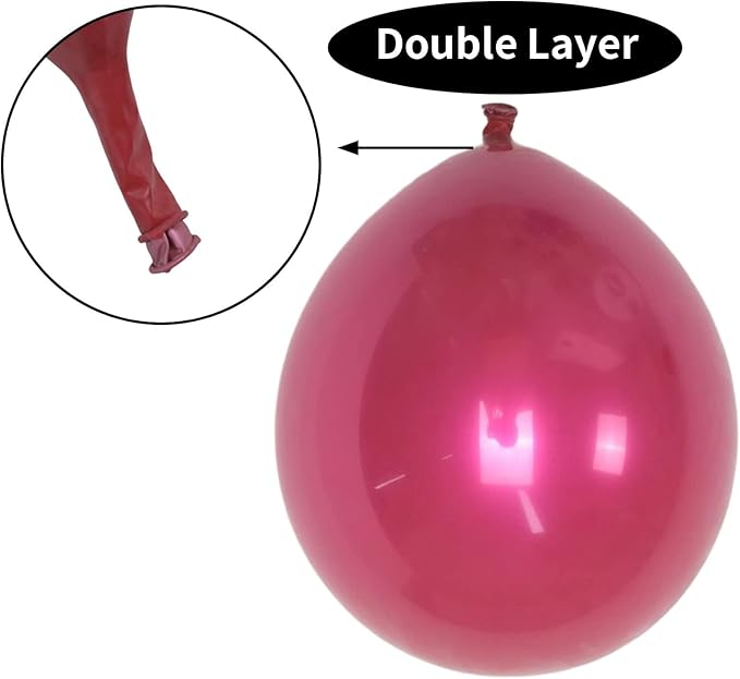 Metallic Hot Pink Balloons 12 Inch, Double Stuffed Chrome Magenta Balloons, Shiny Thick Metallic Chrome Hot Pink Latex Helium Balloon for Girls Women Birthday Wedding Party Decoration Supplies