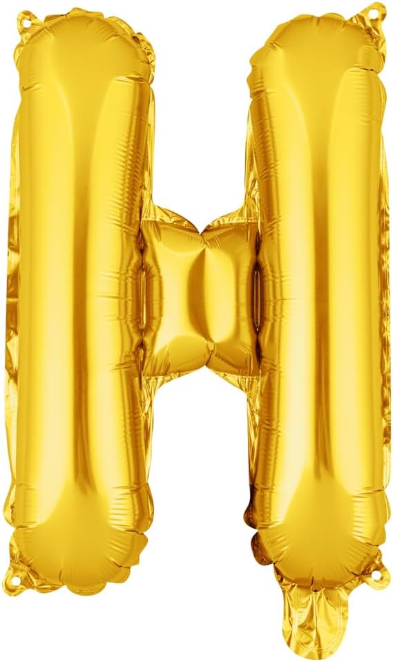 Restaurantware Balloonify 16 Inch Letter Balloon 1 Alphabet Party Balloon - Letter H Self-Sealing Gold Foil Mylar Balloon Hanging Film Decoration For Birthday Wedding Or Graduation