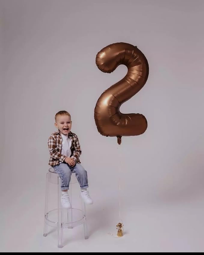 Dark Brown 2 Balloon, Coffee Brown Number Balloons 40 Inch, Chocolate 2nd Balloon Number Birthday Decorations, Second Two Birthday Party Supplies, Number 2