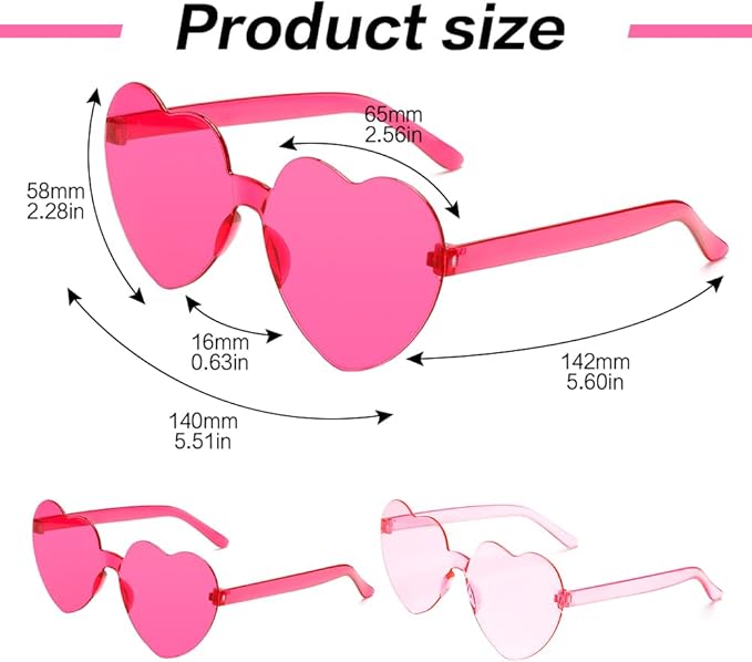 Heart Sunglasses 2 Pairs Heart Shaped Sunglasses Womens Heart Glasses Rave Sunglasses for Women Party Favors