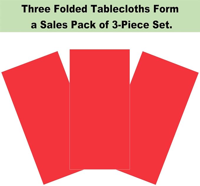 Plastic Red Tablecloths 3 Pack Disposable Table Covers 54 x 108 Inch Ruby Shine Red Table Cloths for Parties Anniversary Thanksgiving Christmas Graduation Wedding, Fits 6 to 8 Foot Rectangle Tables