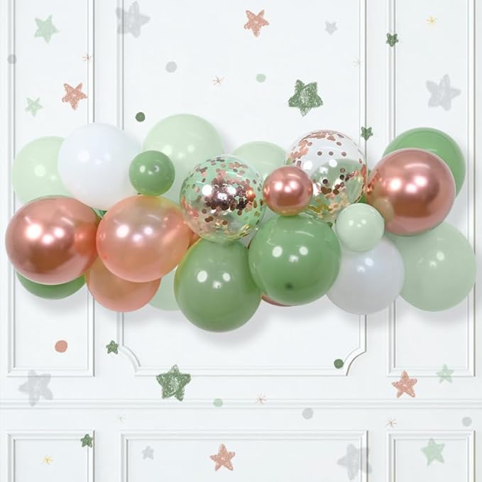 Sage Green Dusty Pink Balloon, 60 Packs 12 Inch Olive Green Retro Pink Balloon, Baby in Bloom Balloons for Girls Women Baby Shower Birthday Floral Fairy Party Woodland Party Decorations