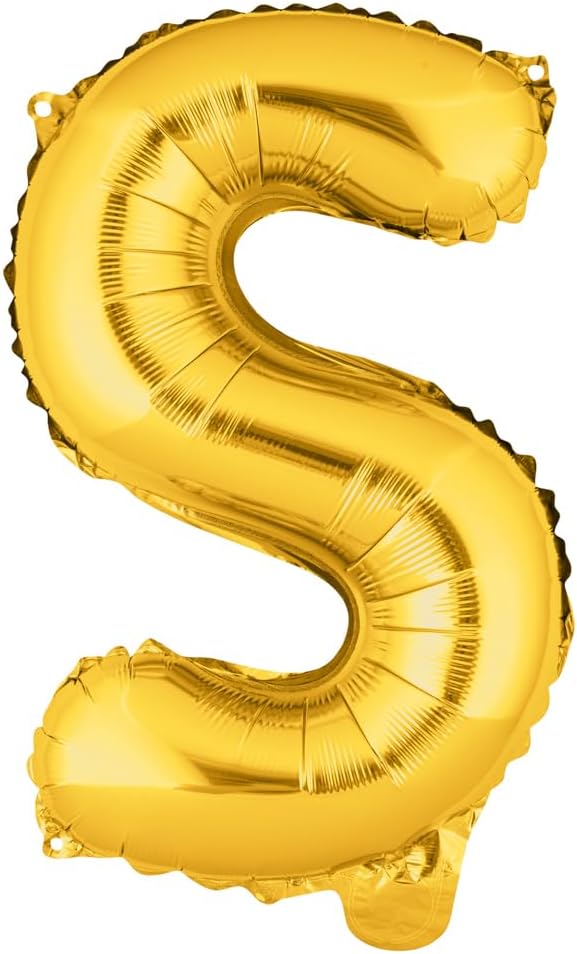 Restaurantware-Balloonify 16 Inch Letter Balloon, 1 Alphabet Party Balloon - Letter S, Self-Sealing, Gold Foil Mylar Finish, Hanging Loop, Decoration For Birthday, Wedding, Or Graduation