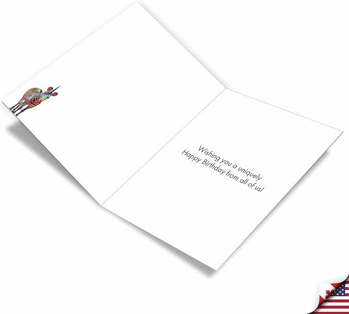 NobleWorks Jumbo Birthday Greeting Card From Us 8.5 x 11 Inch with Envelope (1 Pack) Oversize Jumbo Bday Zebra-corns-Forward J10312CBDG-US