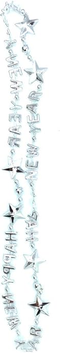 Pack of 12 Happy New Year Eve Assorted Shiny Color Party Bead Necklaces