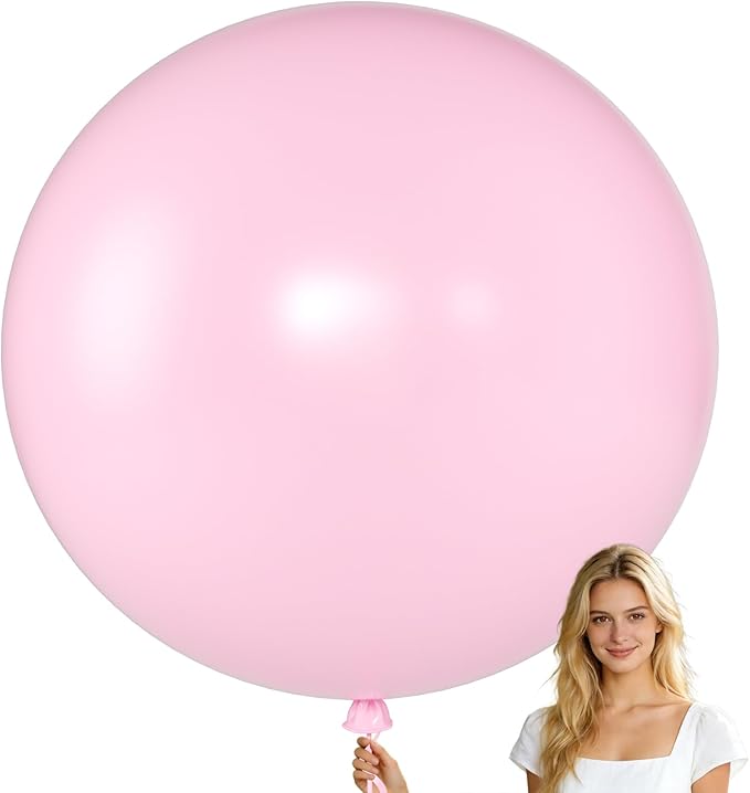 KALOR Pastel Pink Giant Balloons 36 Inch Large Latex Balloons, 4 Pack Jumbo Round Helium Balloon for Birthday Bridal Shower Wedding Baby Shower Party Decorations