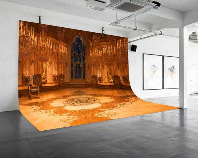 10x7ft Castle Backdrops for Photography Golden Medieval Palace Background for Wedding Birthday Children Baby Party Decoration Photo Booth Studio Props BJLSLY225