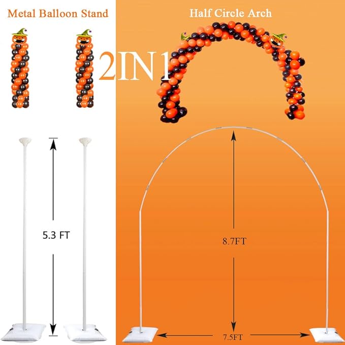 Balloon Arch Stand Kit, 2IN1 Metal Balloon Column Arch with Weighted Water Bag for Birthday, Graduation Ceremony, Baby Baptism, Wedding, Engagement , Various Festival Party Decoration
