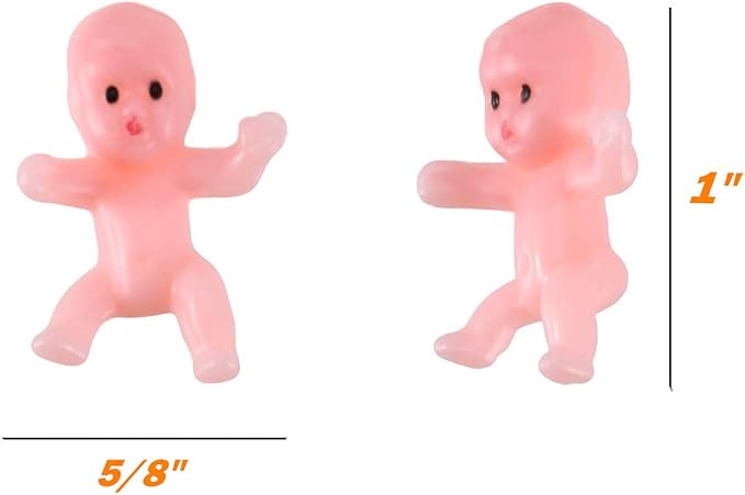 Mini Plastic Babies for Party Favor Decor Party Decorations Baby Shower Party Game Ice Cube Game (1" 60pcs, White)