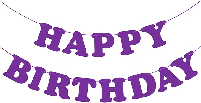 Purple Happy Birthday Banner Sign Birthday Backdrop Party Supplies for Kids Boys Girls Birthday Party Decorations