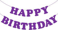 Purple Happy Birthday Banner Sign Birthday Backdrop Party Supplies for Kids Boys Girls Birthday Party Decorations