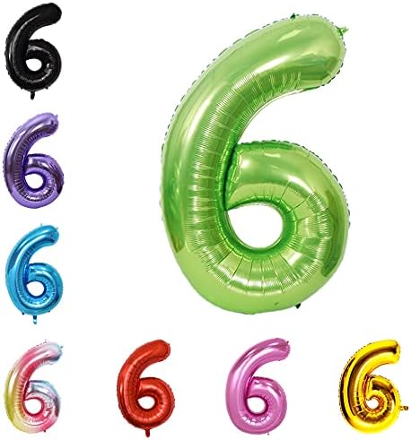40 Inch Large Foil Helium Number Balloon Birthday Wedding Party 0-9 (Green, 6)