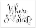 Andaz Press Wedding Party Signs, Formal Black and White, 8.5-inch x 11-inch, Where is My Seat?, 1-Pack