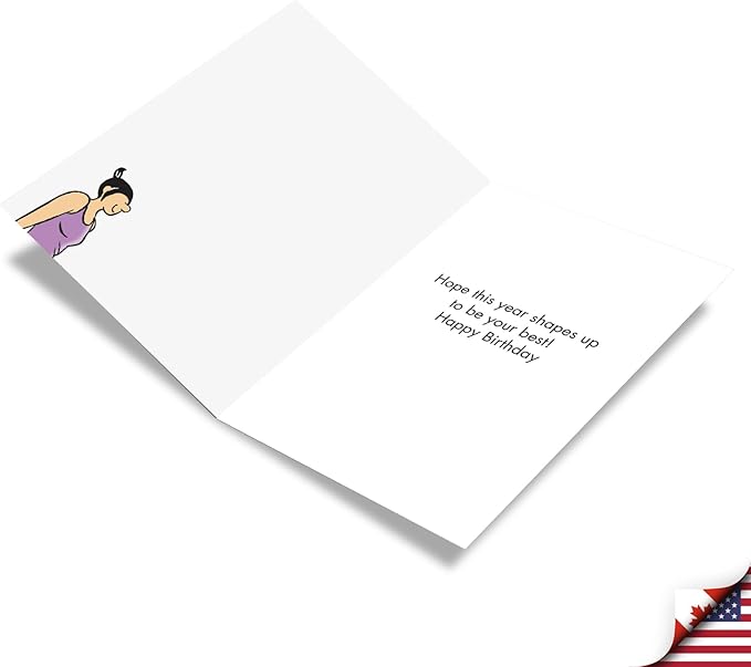 NobleWorks - 1 Funny Women's Birthday Card with Envelope - Cartoon Humor, Stationery Bday Celebration Card for Wife, Women - Midlife Yoga Poses C7312BDG