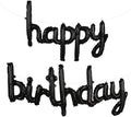 TONIFUL Black Happy Birthday Balloons Banner, 16 Inch Mylar Foil Script/Cursive Letters Birthday Sign Banner Balloon Reusable Material for Girls Boys Kids & Adults Birthday Decorations
