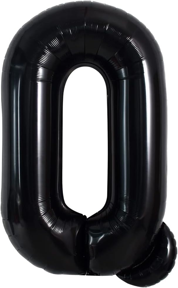 TONIFUL 40 Inch Large Black Q Letter Balloon - Jumbo Helium Foil Mylar Big Alphabet for 2026 New Year Eve Graduation Wedding Baby Shower Birthday Party Anniversary Supplies Decorations