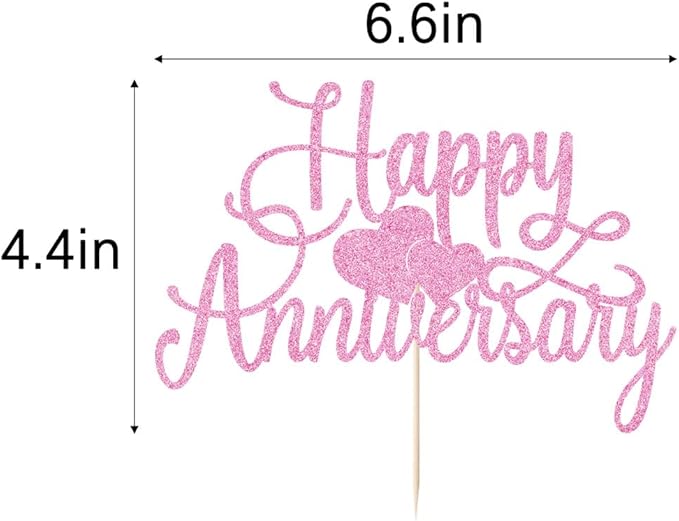 Kaoenla powder Glitter Happy Anniversary Cake Topper - Company Anniversary,Wedding Wedding Anniversary,Birthday Party Decoration Selected decorativeSupplies (powder)