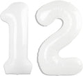 40 Inch White Number 12 Digital Balloon,Jumbo Mylar Foil Helium Balloon for 12 Balloons for Birthday Party,Wedding Anniversary Party Decorations