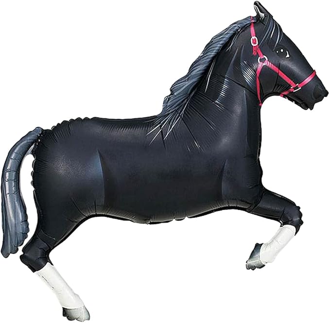 Galloping Black Horse Jumbo 34" Foil Party Balloon