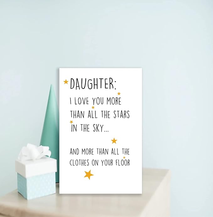 Huameigf Humorous Birthday Gifts for Daughter Adult, Motivational Daughter Birthday Card from Mom Dad, I Love You More Than The Stars In The Sky