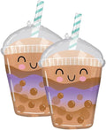 Set of 2 Boba Tea 29” Foil Party Balloons | Ideal for Birthday, Tea Party or Grand Opening Events
