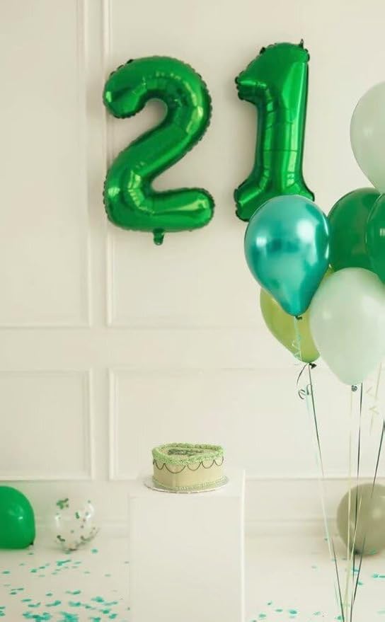 40 Inch Green Large Number 4 Birthday Balloon, Giant Number Four 14 24 34 40 44 Balloons, Foil Mylar Big Balloons for Anniversary Graduation Supplies Decorations