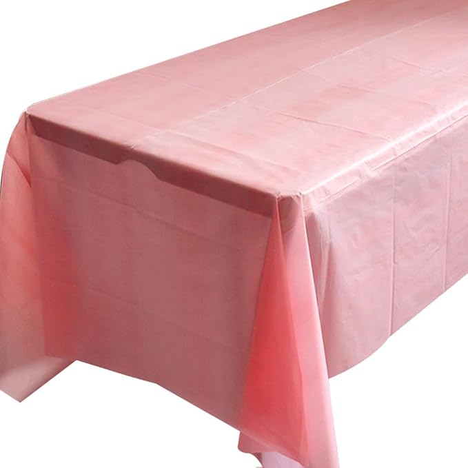 2 Pack Pink Plastic Tablecloths Disposable Xmas Table Covers Table Cloths BBQ Picnic Birthday Christmas Parties Covers Waterproof Oil-proof Table Cloth Thin Halloween Party Table Cloths 54 x 108 In