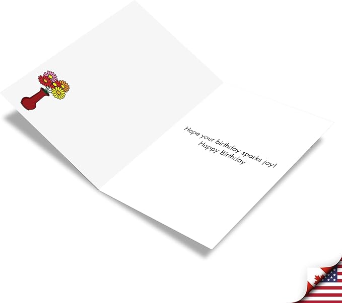 NobleWorks - 1 Funny Animal Card for Birthdays - Pet Cat and Dog Humor, Birthday Notecard with Envelope - Cat Spark Joy C7297BDG