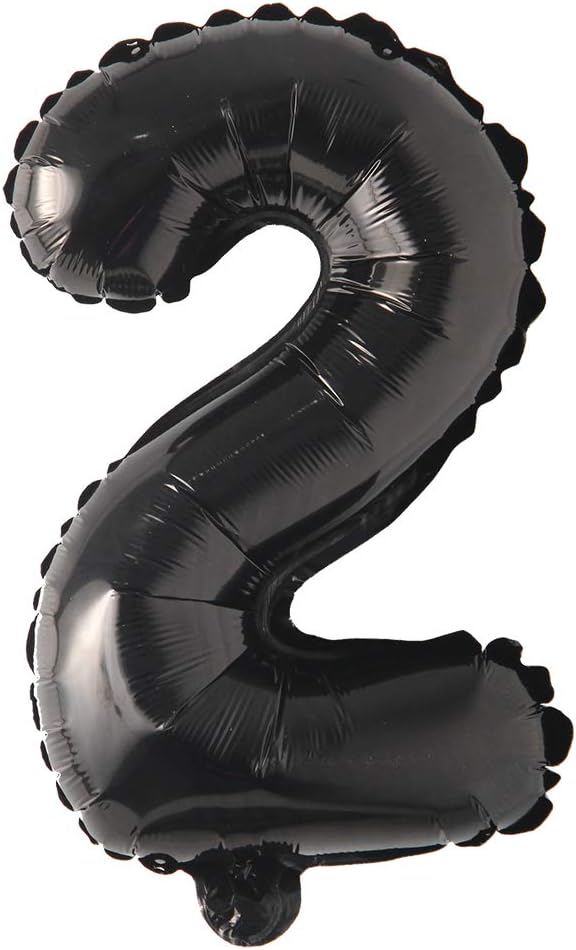 16" inch Single Black Alphabet Letter number Balloons Aluminum Hanging Foil Film Balloon Wedding Birthday party decoration banner Air Mylar Balloons (16 inch Black 2)