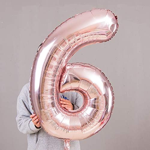 Juland Rose Gold Number Balloons Large Foil Mylar Balloons 40 Inch Giant Jumbo Number Balloons for Birthday Party Decorations 26