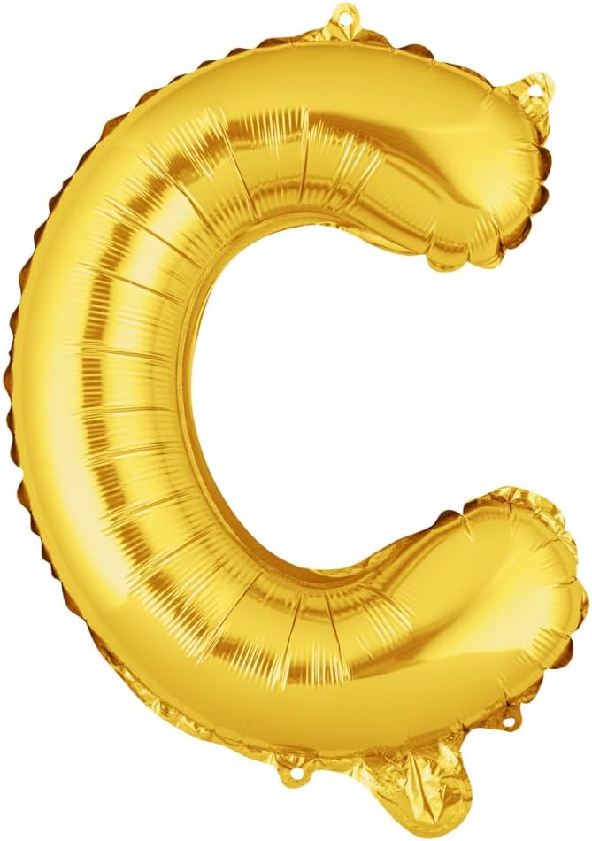 Restaurantware Balloonify 16 Inch Letter Balloon 1 Alphabet Party Balloon - Letter C Self-Sealing Gold Foil Mylar Balloon Hanging Film Decoration For Birthday Wedding Or Graduation
