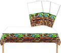 Sandbox Game Theme Tablecloth, 3 Pcs Plastic Disposable Pixel Video Game Tablecovers Supplies Rectangle Sandbox Miner Decorations for Birthday Party, Theme Party (White)