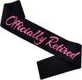 Officially Retired Sash, Reitrement Sash for Men and Women Retirement Party Decorations Supplies, Black + Pink(Officially Retired)