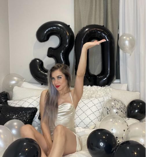 Black Number 30 Balloon, 40 Inch, Birthday Party Decorations, Graduation Supplies