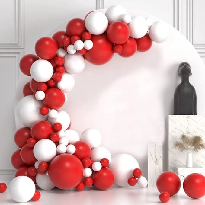 200 Pcs Red and White 5 Inch Balloons Matte Thicken Latex Small Balloon for Wedding Birthday Graduation Baby Shower Christmas Valentine’s Day Party Decorations