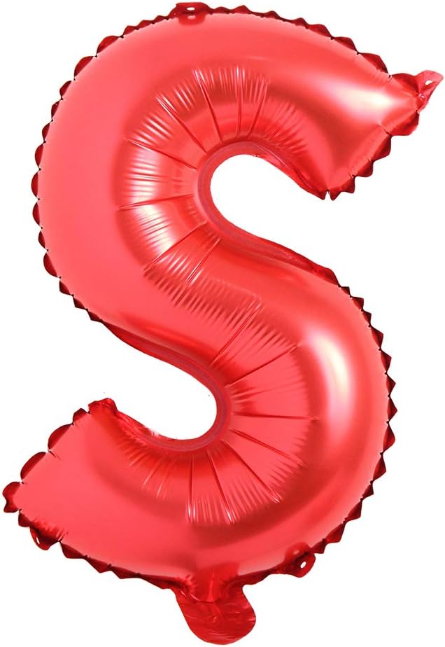 16" inch Single Red Alphabet Letter number Balloons Aluminum Hanging Foil Film Balloon Wedding Birthday party decoration banner Air Mylar Balloons (16 inch Red S)