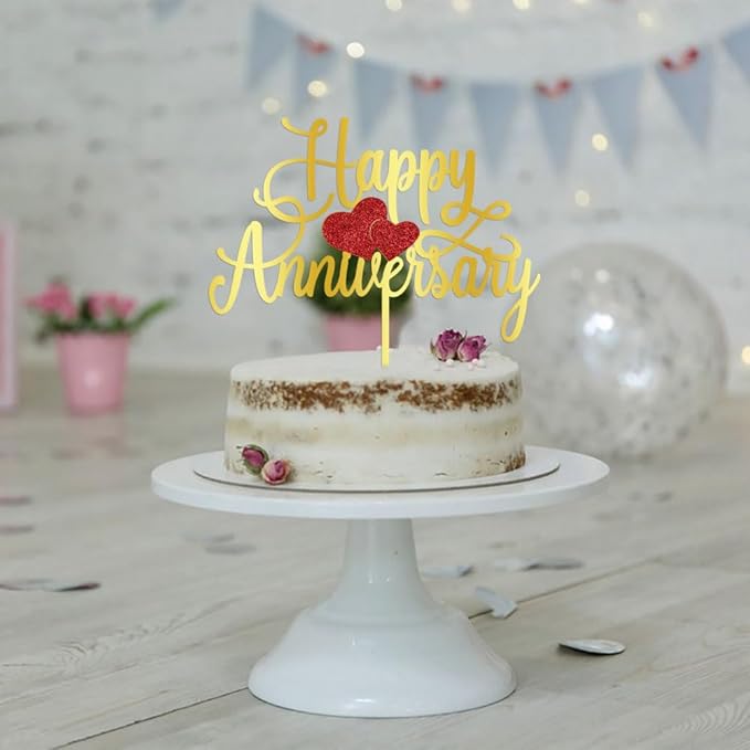 Kaoenla Happy Anniversary Cake Topper - Company Anniversary,Wedding Wedding Anniversary,Birthday Party Selected Decoration Supplies