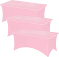 Fixwal 3 Pack Pink Table Cloths Rectangle 6FT, Tablecloths Rectangular Stretch Spandex Fitted Table Covers 6 FT for Valentine's Day, Parties, Banquet, Weddings, Buffet, Graduation Decorations