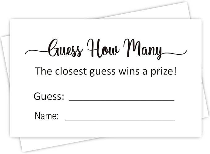 KONKAVA Guess How Many Game Cards, (50 Cards) Baby Shower Game Cards (Minimalist) 3.5" x 2"