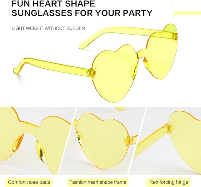 Heart Sunglasses 2 Pairs Heart Shaped Sunglasses Womens Heart Glasses Rave Sunglasses for Women Party Favors