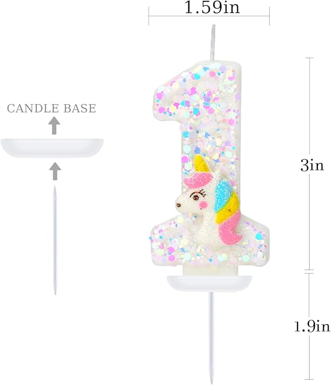 Birthday Candles - Number 1 Candle, 1st Birthday Candle for Cake, Cartoon Themed Party Supplies, Birthday Decorations for Cake Topper