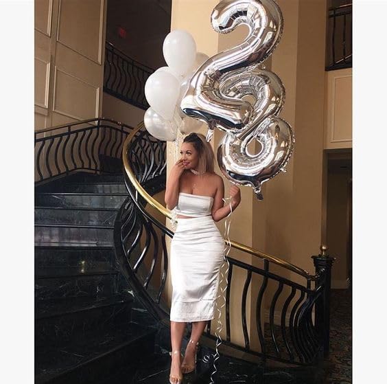 Silver Number 8 Balloon 40 Inch, 8 Balloon Number, 8th Birthday Decorations, Silver Party Supplies for Boys Girls
