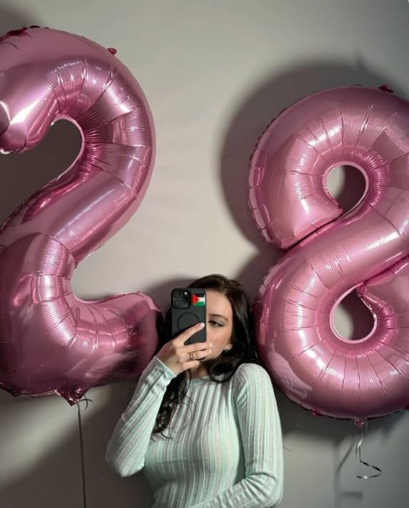 Helium Foil Pearlescent Pink Number 8 Balloon 40 Inch, Mylar Eight Numbers 8 18 28 38 48 58 80 88 Birthday Balloons, Pearl Pink Women Men Anniversary Graduations Party Supplies