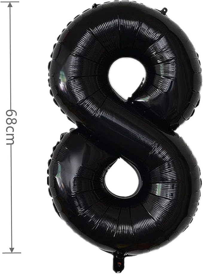 YPSelected 32 Inch Large Foil Helium Number Balloon Birthday Wedding Party 0-9 (Black, 8)
