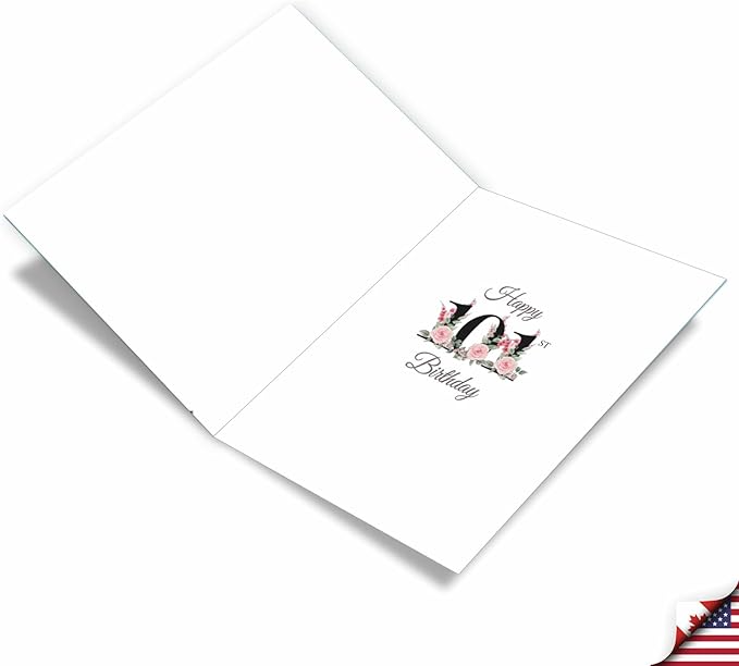 NobleWorks Oversize 101th Milestone Birthday Greeting Card 8.5 x 11 Inch with Envelope (1 Pack) Oversize Jumbo Floral Age 101 J8267MBG