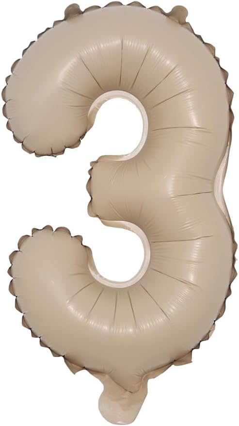 16 inch Caramel Foil Letter Alphabet number Balloon Happy Birthday Party Balloons Wedding Decoration Kids Toys Baby Shower Air Balloon (16 inch Caramel 3)