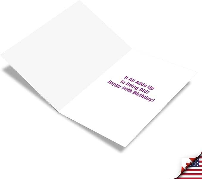 NobleWorks - 50th Funny Milestone Birthday for Men and Women, Celebrate and Congrats Notecard with Envelope - Age Equation 50 Birthday C7195MBG